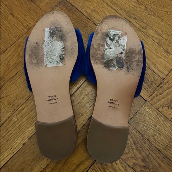 Stuart Weitzman Womens Fuzzywuz Open Toe Slide Sandals with Faux Buckle - Picture 4 of 4